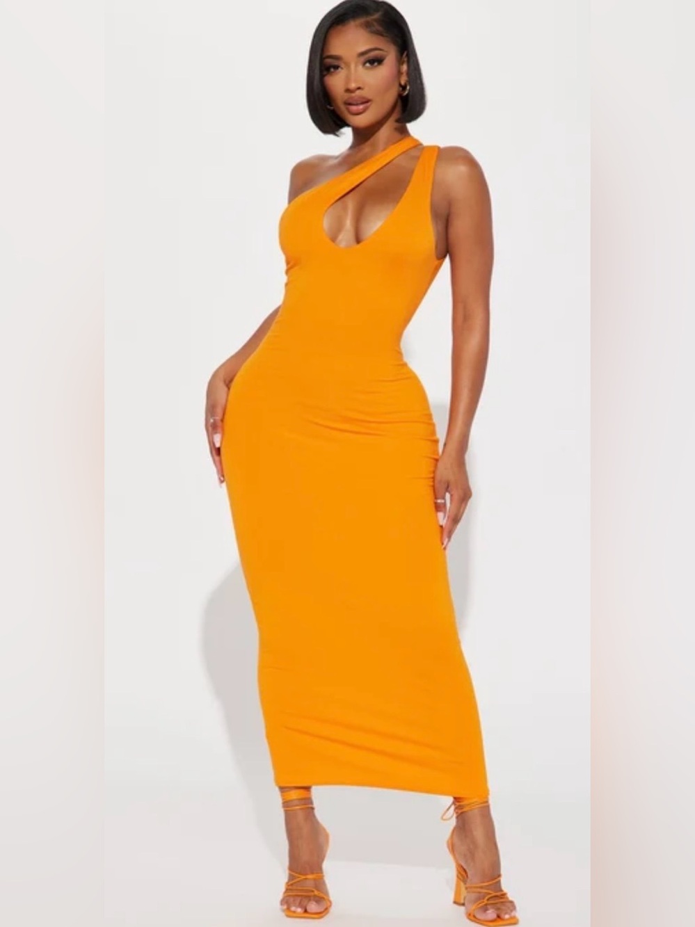 Fashion Nova Keep It Routine Midi Dress - Orange NWT